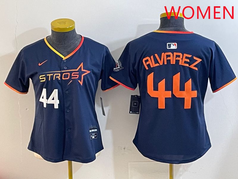 Women Houston Astros #44 Alvarez Drak Blue Three generations Joint Name 2025 Nike MLB Jersey style 4101